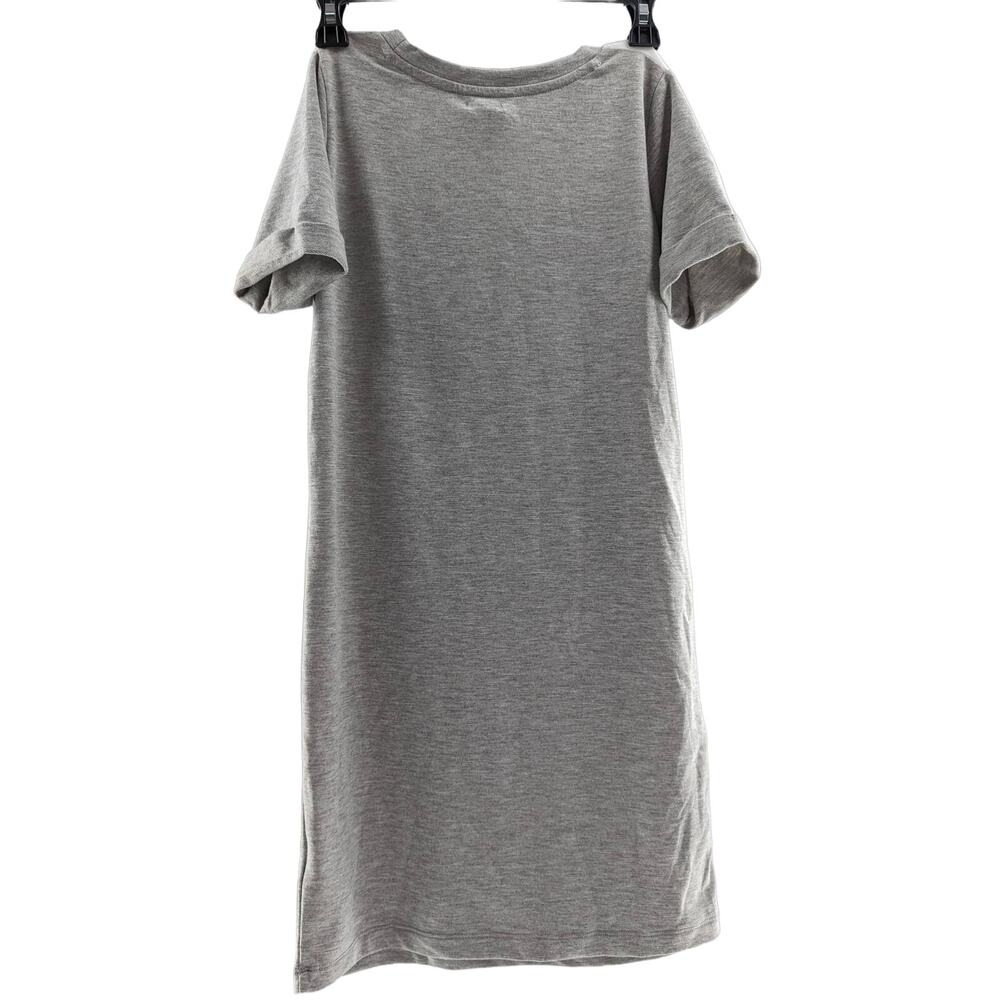Love Fire Gray Striped T-Shirt Dress Short Sleeve Casual - Picture 5 of 8